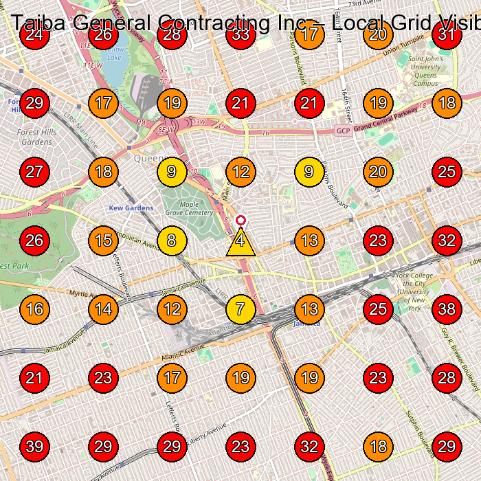 Taiba General Contracting Inc GeoGrid visibility map for General Contractor in Fresh Meadows